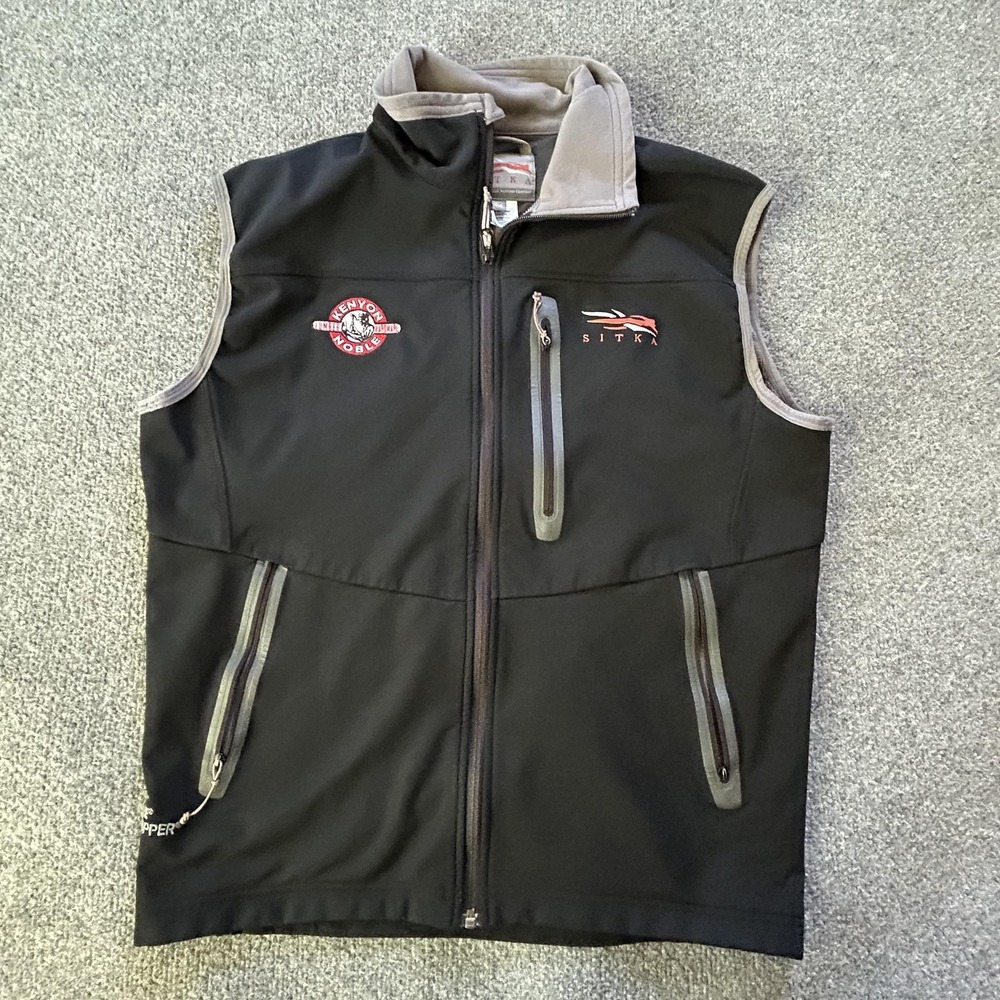 Sitka Softshell Vest Mens Medium Black Gore Windstopper Full Zip Hunting